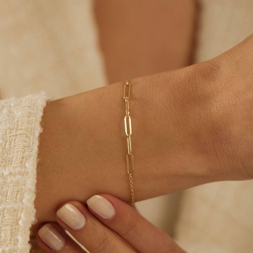 Zincir Detaylı Ataç Altın Bileklik - Semih Haşhaş Kuyumculuk (1)