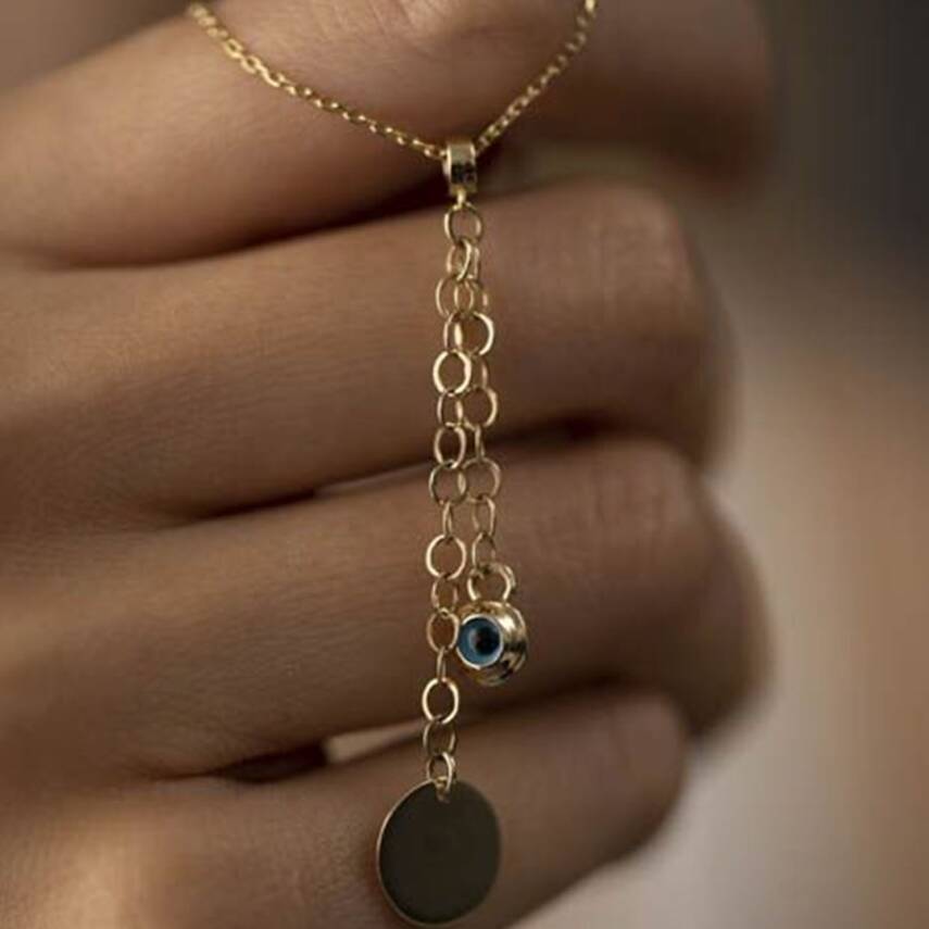 Zincir Detaylı Nazar Boncuklu Altın Kolye - Semih Haşhaş Kuyumculuk (1)