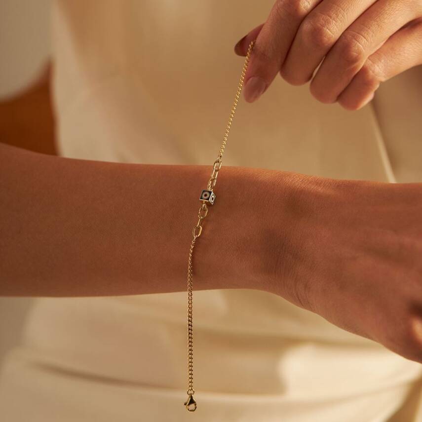 Zincirli Küp Nazar Boncuklu Altın Bileklik - Semih Haşhaş Kuyumculuk